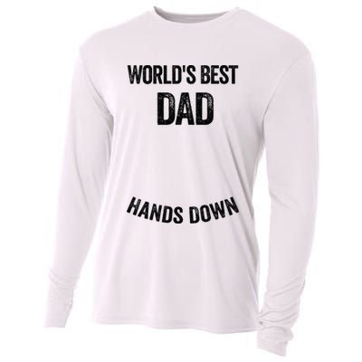 Worlds Best Dad Hands Down Make A Handprint Cooling Performance Long Sleeve Crew