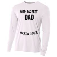 Worlds Best Dad Hands Down Make A Handprint Cooling Performance Long Sleeve Crew