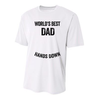 Worlds Best Dad Hands Down Make A Handprint Youth Performance Sprint T-Shirt