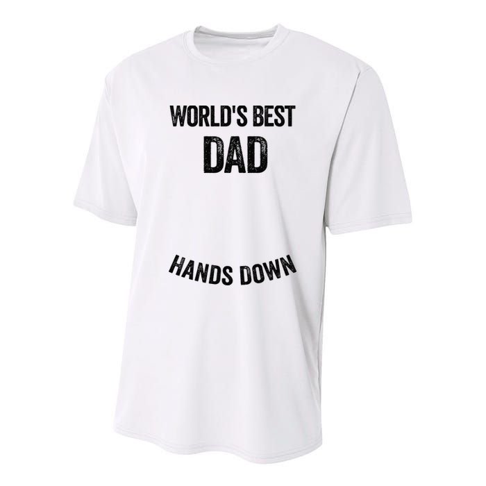 Worlds Best Dad Hands Down Make A Handprint Youth Performance Sprint T-Shirt