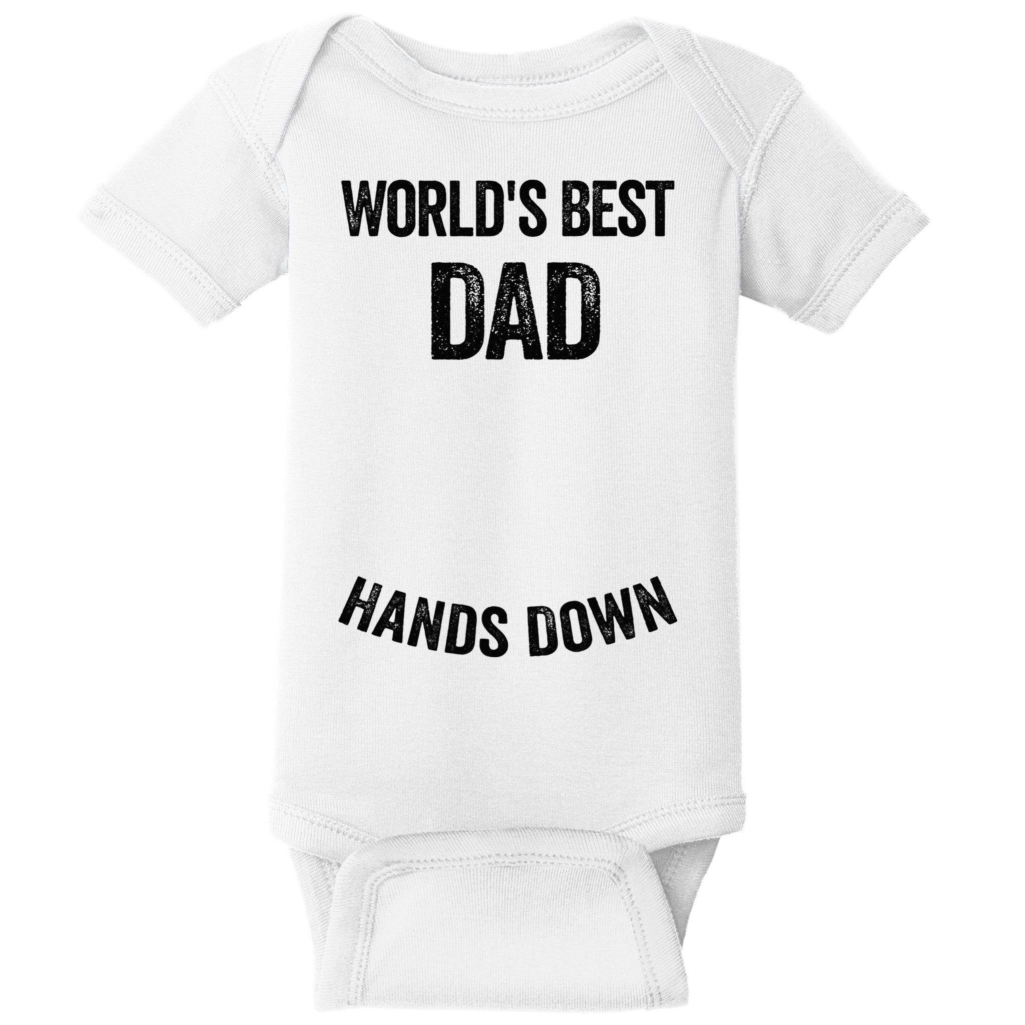 Worlds Best Dad Hands Down Make A Handprint Baby Bodysuit