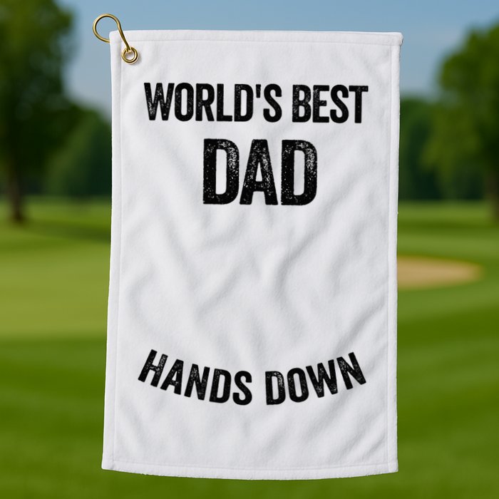Worlds Best Dad Hands Down Make A Handprint Golf Towel