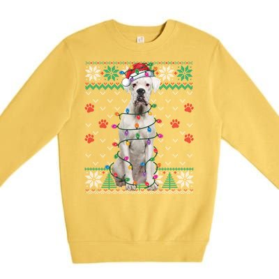 White Boxer Dog Christmas Ugly Sweater Boxer Lover Xmas Gift Premium Crewneck Sweatshirt