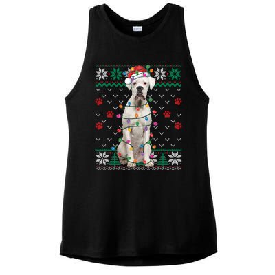 White Boxer Dog Christmas Ugly Sweater Boxer Lover Xmas Gift Ladies PosiCharge Tri-Blend Wicking Tank