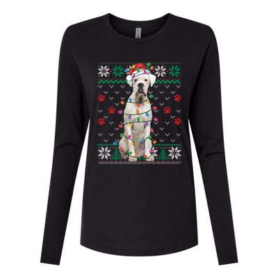 White Boxer Dog Christmas Ugly Sweater Boxer Lover Xmas Gift Womens Cotton Relaxed Long Sleeve T-Shirt