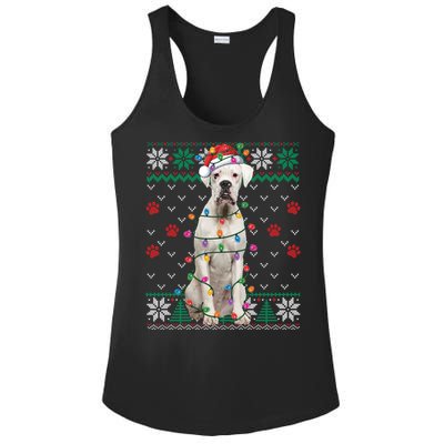 White Boxer Dog Christmas Ugly Sweater Boxer Lover Xmas Gift Ladies PosiCharge Competitor Racerback Tank