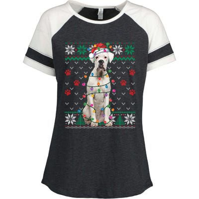 White Boxer Dog Christmas Ugly Sweater Boxer Lover Xmas Gift Enza Ladies Jersey Colorblock Tee