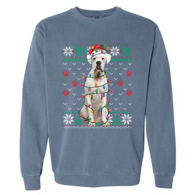 White Boxer Dog Christmas Ugly Sweater Boxer Lover Xmas Gift Garment-Dyed Sweatshirt