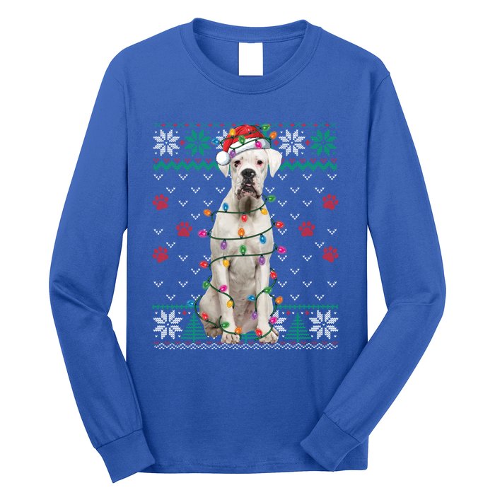 White Boxer Dog Christmas Ugly Sweater Boxer Lover Xmas Gift Long Sleeve Shirt