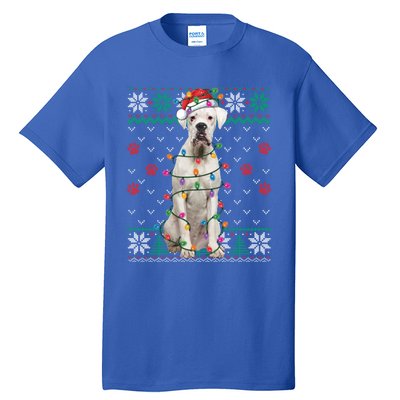 White Boxer Dog Christmas Ugly Sweater Boxer Lover Xmas Gift Tall T-Shirt