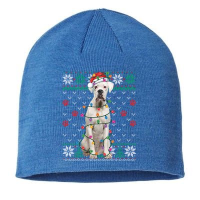 White Boxer Dog Christmas Ugly Sweater Boxer Lover Xmas Gift Sustainable Beanie