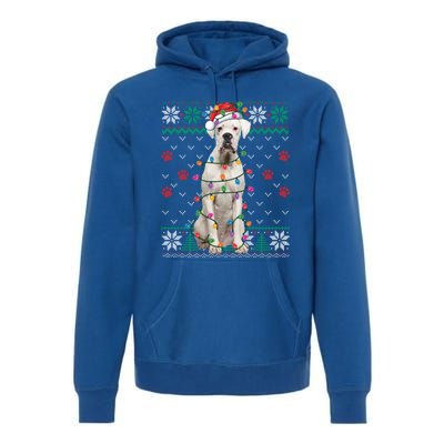 White Boxer Dog Christmas Ugly Sweater Boxer Lover Xmas Gift Premium Hoodie