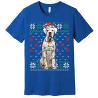 White Boxer Dog Christmas Ugly Sweater Boxer Lover Xmas Gift Premium T-Shirt