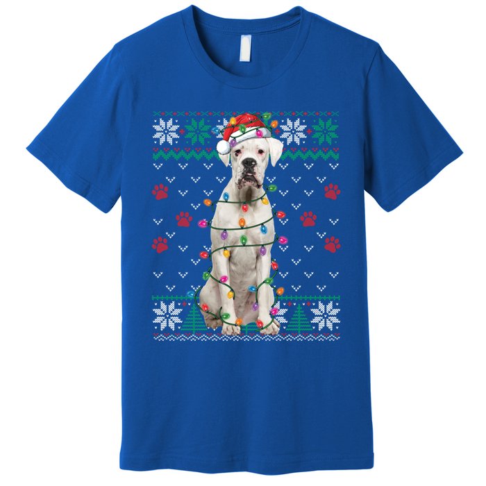 White Boxer Dog Christmas Ugly Sweater Boxer Lover Xmas Gift Premium T-Shirt