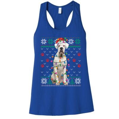 White Boxer Dog Christmas Ugly Sweater Boxer Lover Xmas Gift Women's Racerback Tank