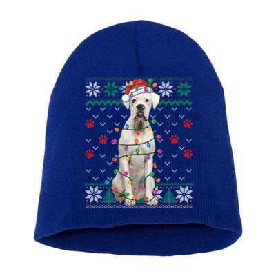 White Boxer Dog Christmas Ugly Sweater Boxer Lover Xmas Gift Short Acrylic Beanie