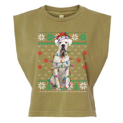 White Boxer Dog Christmas Ugly Sweater Boxer Lover Xmas Gift Garment-Dyed Women's Muscle Tee