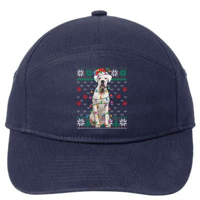 White Boxer Dog Christmas Ugly Sweater Boxer Lover Xmas Gift 7-Panel Snapback Hat