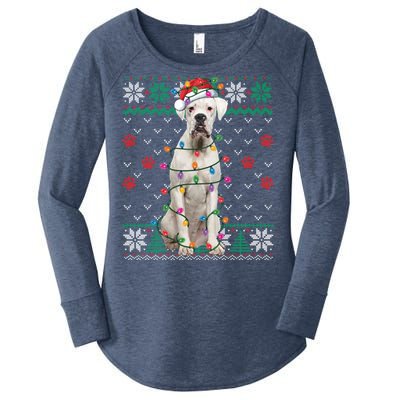 White Boxer Dog Christmas Ugly Sweater Boxer Lover Xmas Gift Women's Perfect Tri Tunic Long Sleeve Shirt