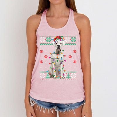 White Boxer Dog Christmas Ugly Sweater Boxer Lover Xmas Gift Women's Knotted Racerback Tank