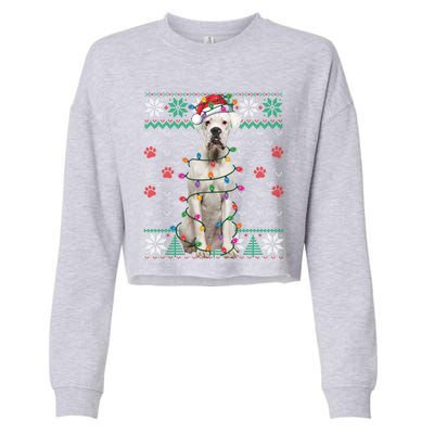 White Boxer Dog Christmas Ugly Sweater Boxer Lover Xmas Gift Cropped Pullover Crew