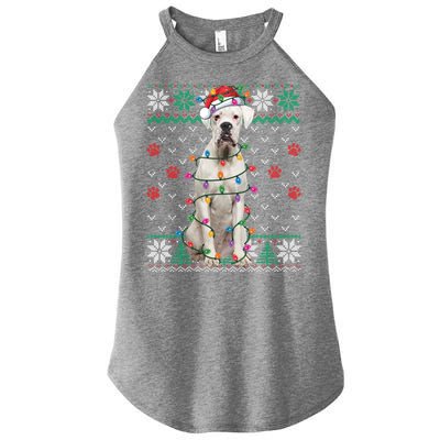 White Boxer Dog Christmas Ugly Sweater Boxer Lover Xmas Gift Women's Perfect Tri Rocker Tank