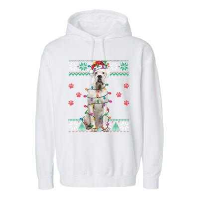 White Boxer Dog Christmas Ugly Sweater Boxer Lover Xmas Gift Garment-Dyed Fleece Hoodie