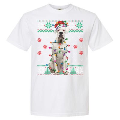 White Boxer Dog Christmas Ugly Sweater Boxer Lover Xmas Gift Garment-Dyed Heavyweight T-Shirt