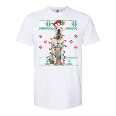 White Boxer Dog Christmas Ugly Sweater Boxer Lover Xmas Gift Softstyle CVC T-Shirt