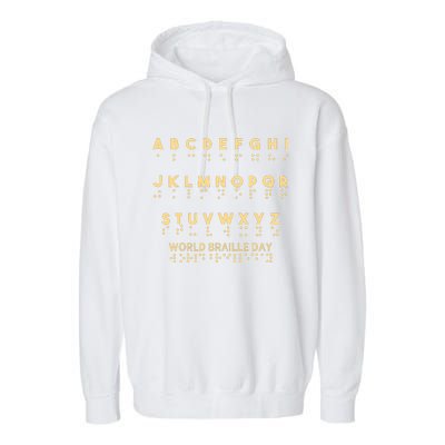 World Braille Day Blind Awareness Solidarity Garment-Dyed Fleece Hoodie