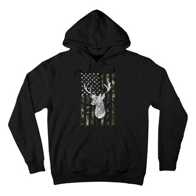 Whitetail Buck Deer Hunting American Camouflage Usa Flag Hoodie