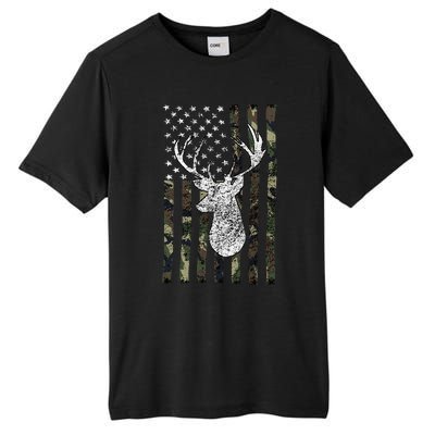 Whitetail Buck Deer Hunting American Camouflage Usa Flag Tall Fusion ChromaSoft Performance T-Shirt