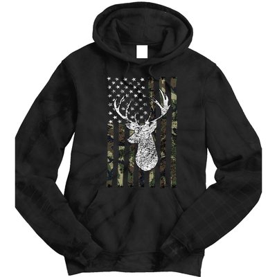 Whitetail Buck Deer Hunting American Camouflage Usa Flag Tie Dye Hoodie