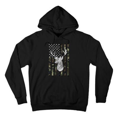 Whitetail Buck Deer Hunting American Camouflage Usa Flag Tall Hoodie