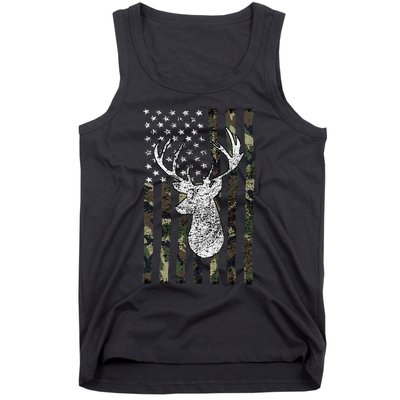 Whitetail Buck Deer Hunting American Camouflage Usa Flag Tank Top