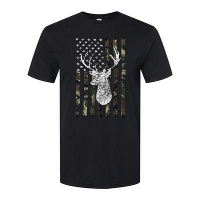 Whitetail Buck Deer Hunting American Camouflage Usa Flag Softstyle CVC T-Shirt