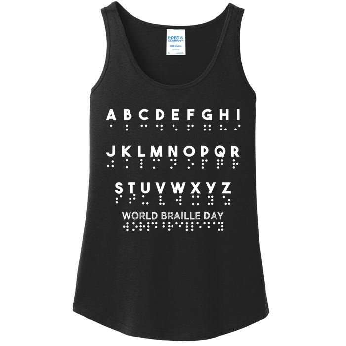 World Braille Day Blind Awareness Solidarity Design Ladies Essential Tank