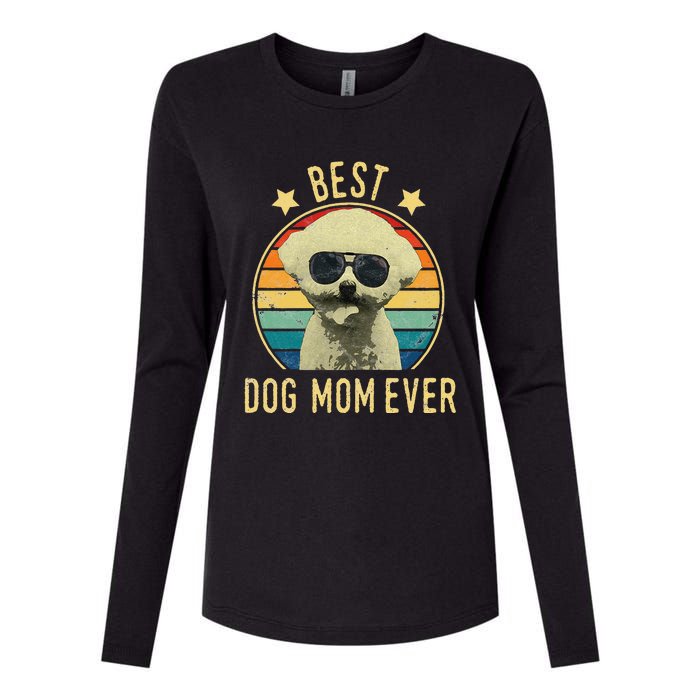 Womens Best Dog Mom Ever Bichon Frise Mother's Day Gift Womens Cotton Relaxed Long Sleeve T-Shirt