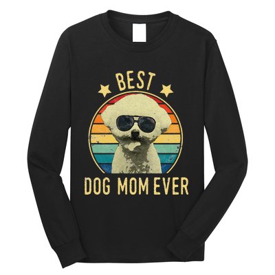 Womens Best Dog Mom Ever Bichon Frise Mother's Day Gift Long Sleeve Shirt