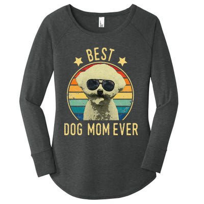 Womens Best Dog Mom Ever Bichon Frise Mother's Day Gift Women's Perfect Tri Tunic Long Sleeve Shirt