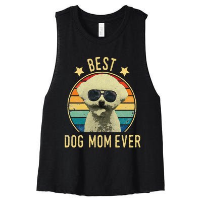 Womens Best Dog Mom Ever Bichon Frise Mother's Day Gift Women's Racerback Cropped Tank