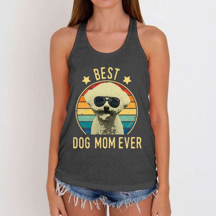 Womens Best Dog Mom Ever Bichon Frise Mother's Day Gift Women's Knotted Racerback Tank