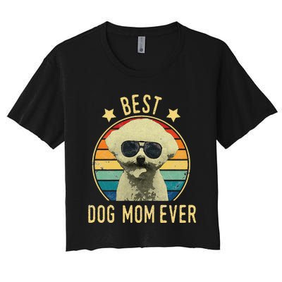 Womens Best Dog Mom Ever Bichon Frise Mother's Day Gift Women's Crop Top Tee