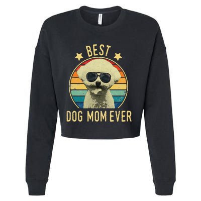 Womens Best Dog Mom Ever Bichon Frise Mother's Day Gift Cropped Pullover Crew