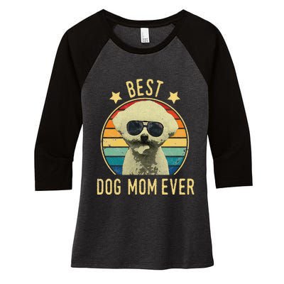 Womens Best Dog Mom Ever Bichon Frise Mother's Day Gift Women's Tri-Blend 3/4-Sleeve Raglan Shirt