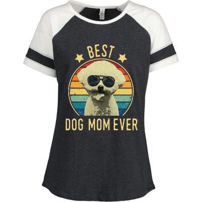 Womens Best Dog Mom Ever Bichon Frise Mother's Day Gift Enza Ladies Jersey Colorblock Tee