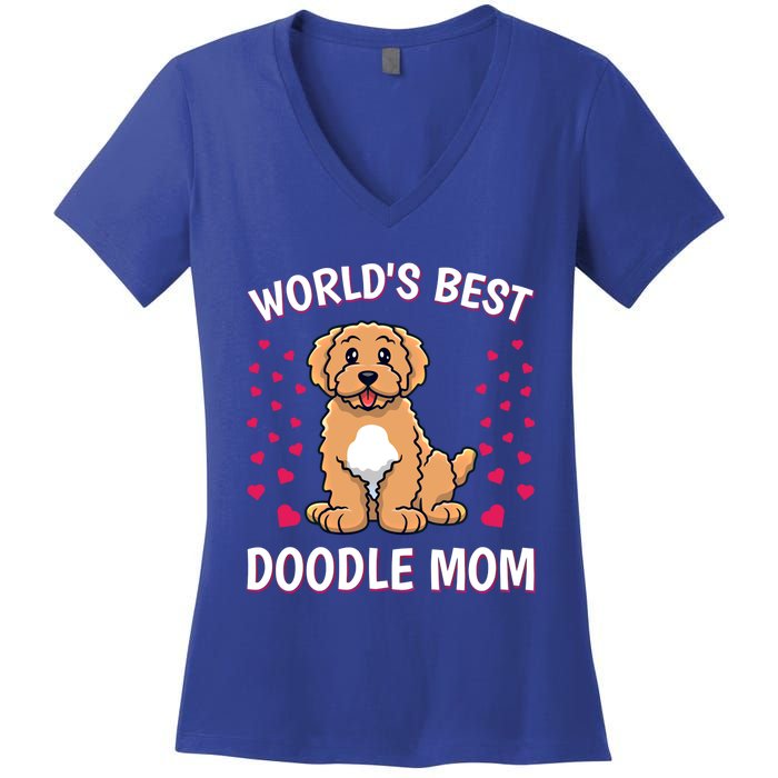 World's Best Doodle Mom Goldendoodle Mama Mother Gift Women's V-Neck T-Shirt