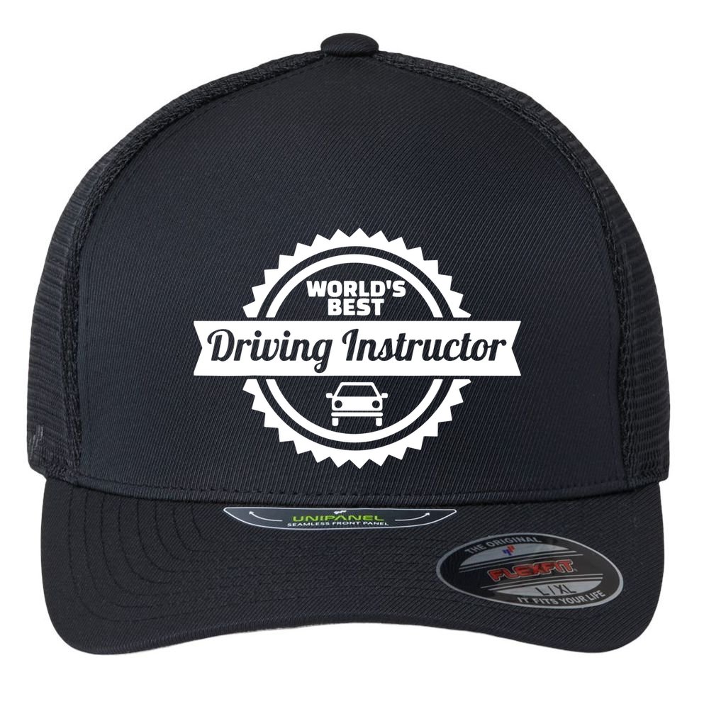 Worlds Best Driving Instructor Flexfit Unipanel Trucker Cap