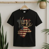 Whitetail Buck Deer Hunting Usa American Flag T-Shirt