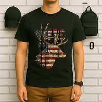 Whitetail Buck Deer Hunting Usa American Flag T-Shirt